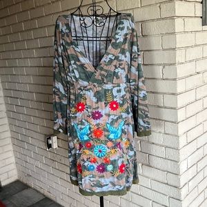 Embroidered Camo Tunic top